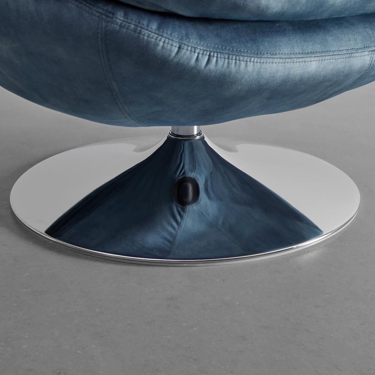 Relaxsessel Ommy Blau Samt - Blau/Chromfarben, MODERN, Textil/Metall (82,5/84,5/85,5cm) - Bessagi Home