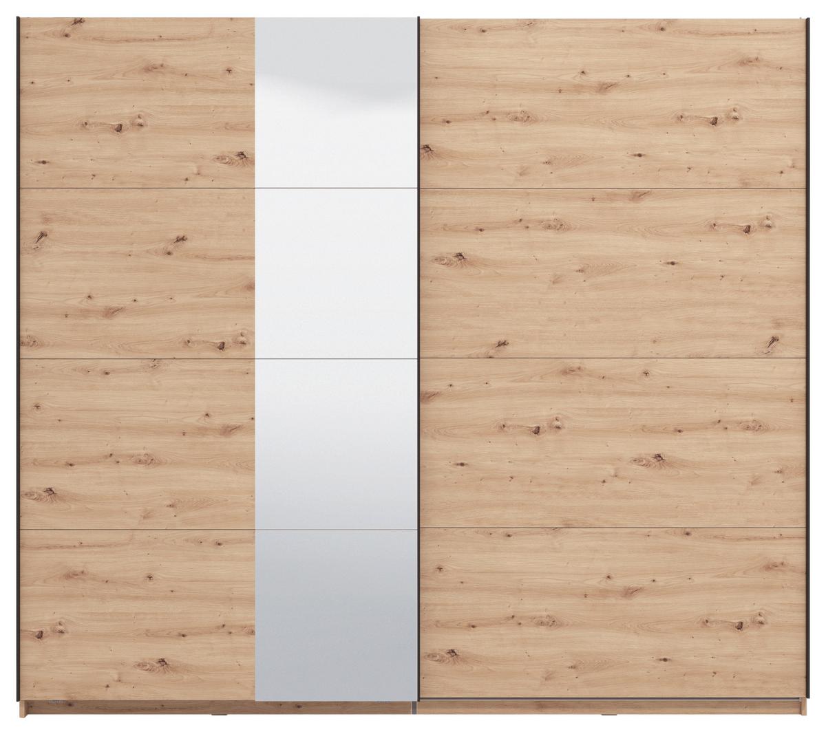 Schwebetürenschrank Gard Eiche Artisan - Schwarz/Eiche Artisan, KONVENTIONELL, Holzwerkstoff/Metall (245/217.5/61cm) - Based