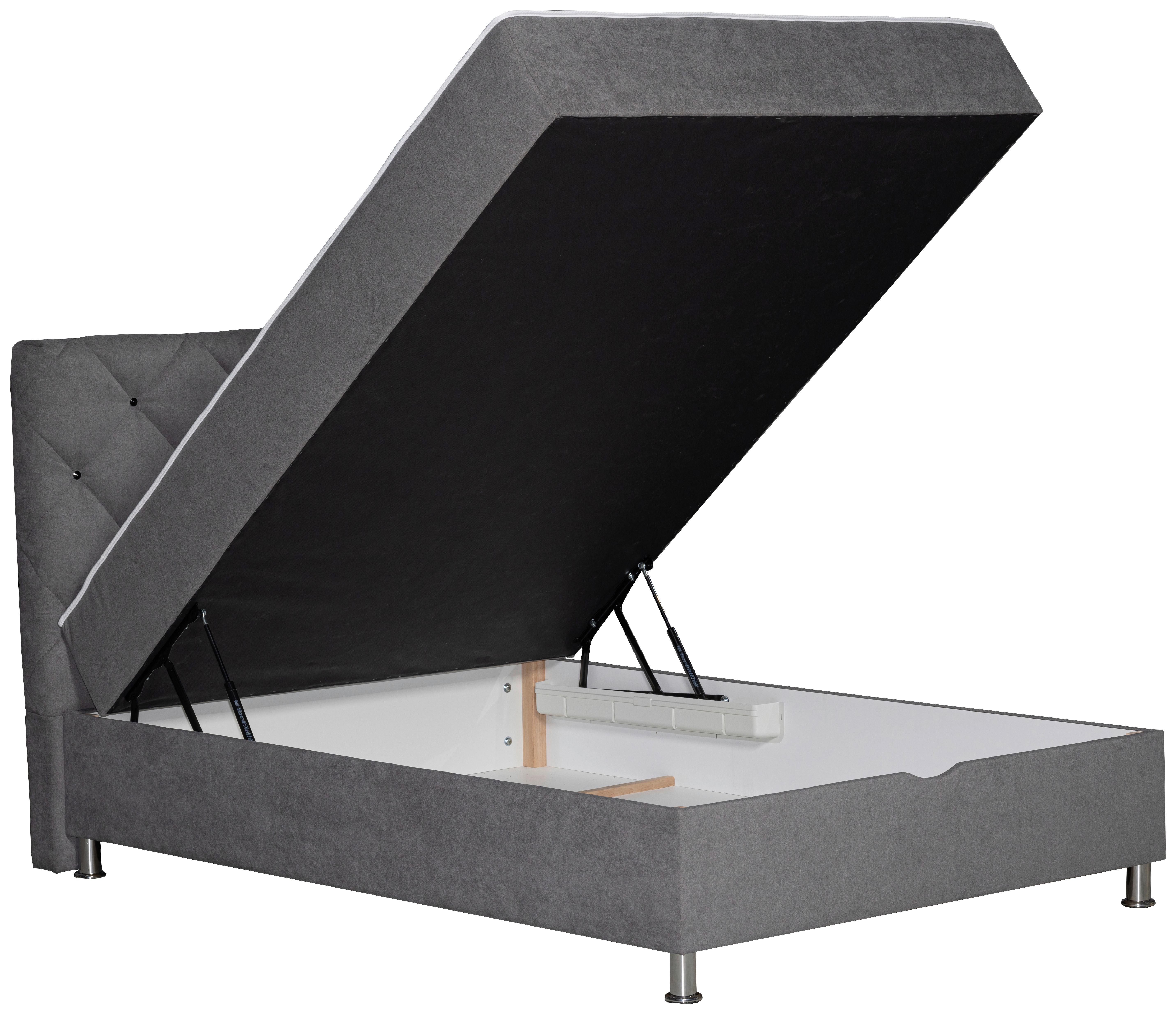 Postelja Z Vzmetnico Black Diamant, 120x200, Siva - barve kroma/siva, Design, umetna masa/tekstil (120/200cm) - Modern Living