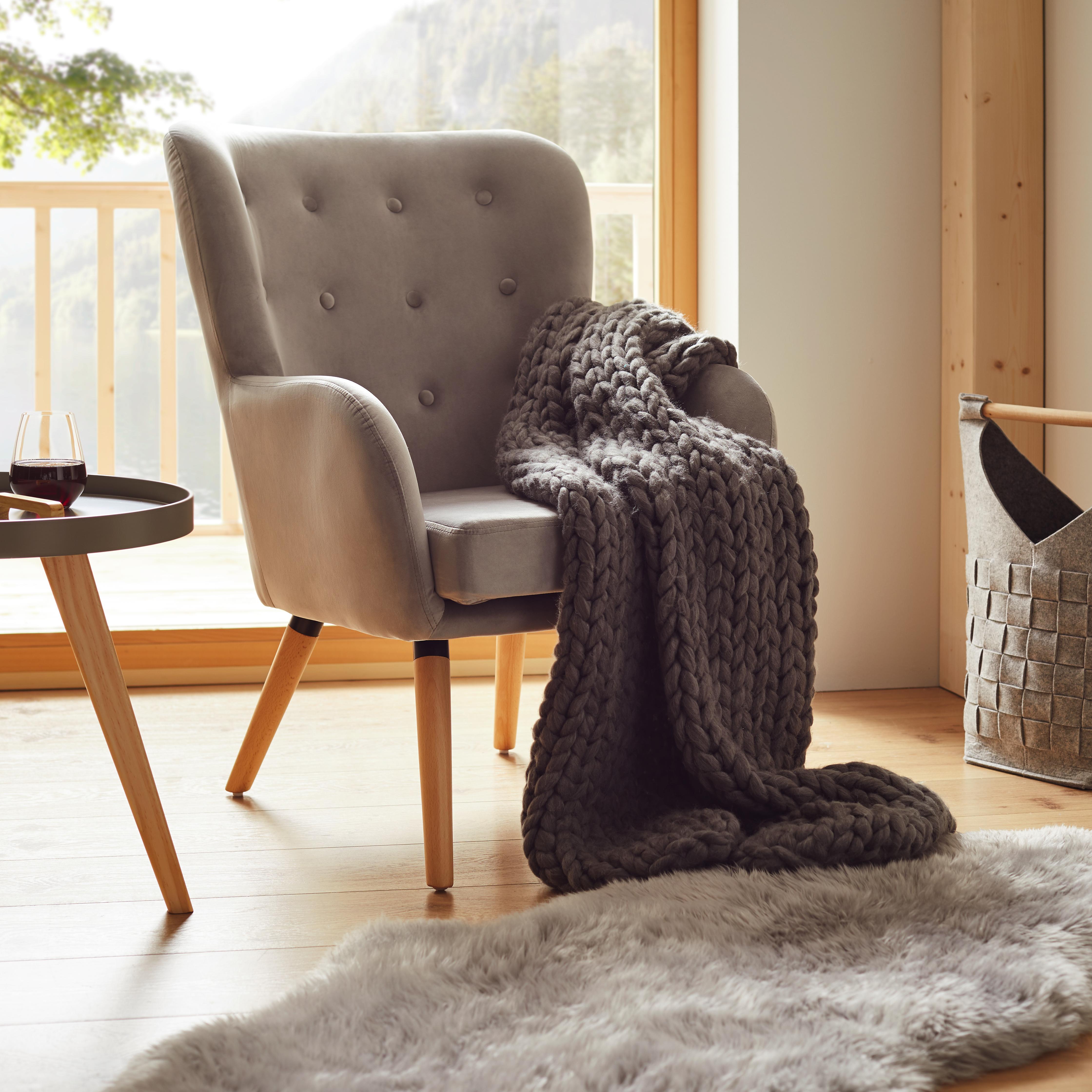 Sessel in Hellgrau 'Cooper' - Hellgrau, MODERN, Holz/Textil (69/95/76cm) - Bessagi Home