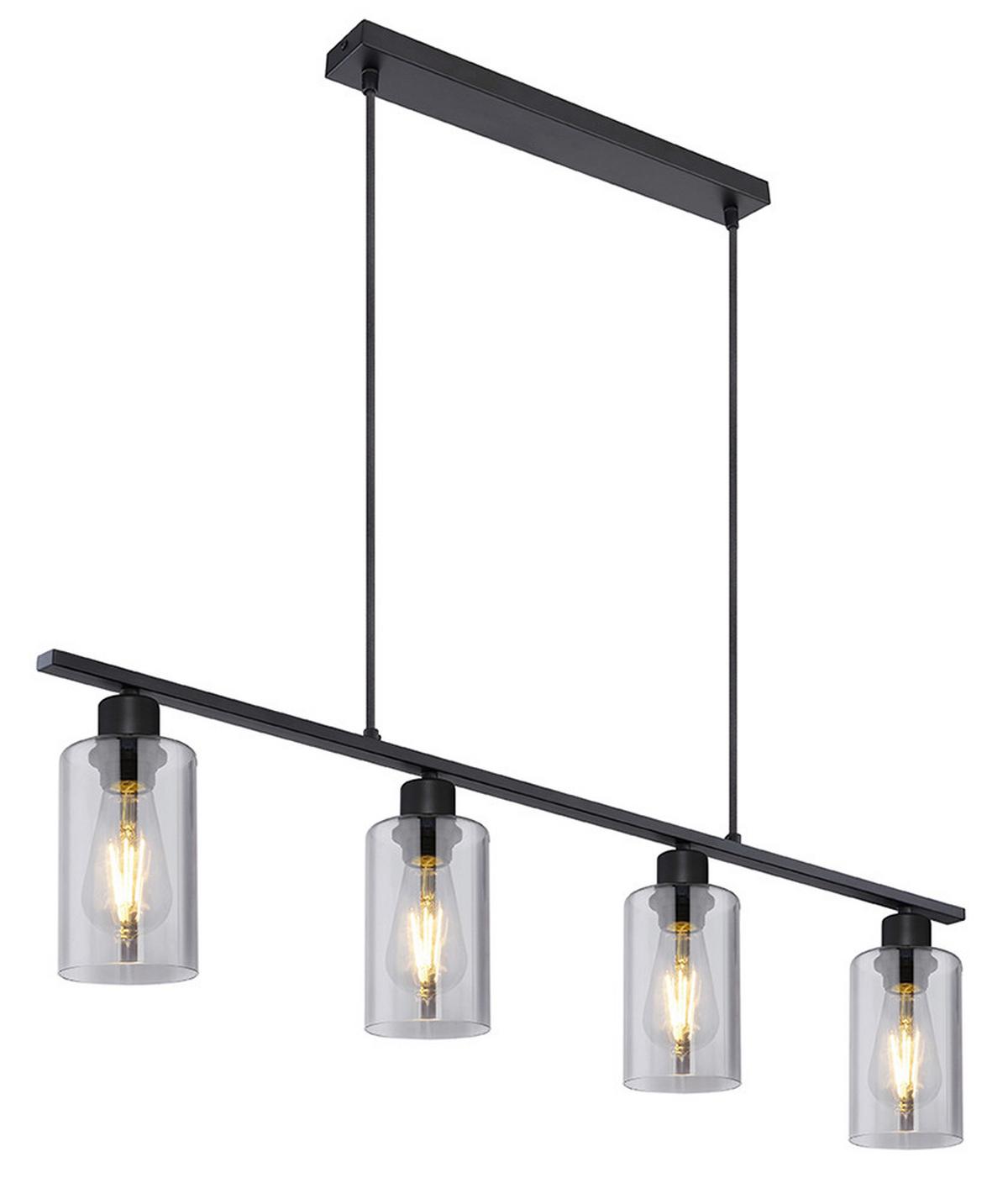 Hängeleuchte Hadera max. 60 Watt - Schwarz, Basics, Glas/Metall (98/10/120cm) - Globo