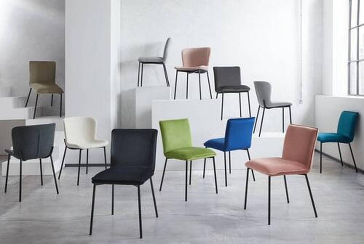 Stuhl Noemie Dunkelgrau Webstoff Gepolstert - Dunkelgrau/Schwarz, MODERN, Holz/Textil (46/79/56cm) - Bessagi Home