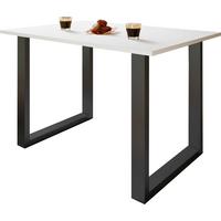 Pisalna Miza Lona, Bela, Črna, 160x80cm - srebrne barve/črna, Design, kovina/leseni material (160/80/76cm) - MID.YOU