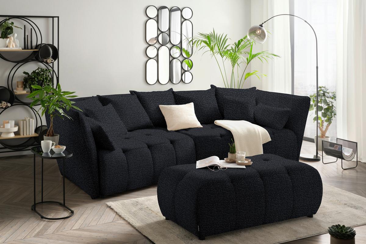 Boxspringsofa Sofi Dunkelgrau ca. 294x93x152cm - Dunkelgrau/Schwarz, MODERN, Textil (294/93/152cm) - Premium Living