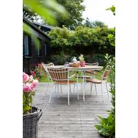 Gartentisch Ellen Teakfarben rostfrei Ø ca. 110cm - Weiß Hochglanz/Weiß, KONVENTIONELL, Holz/Metall (110/74/110cm) - Gardenson