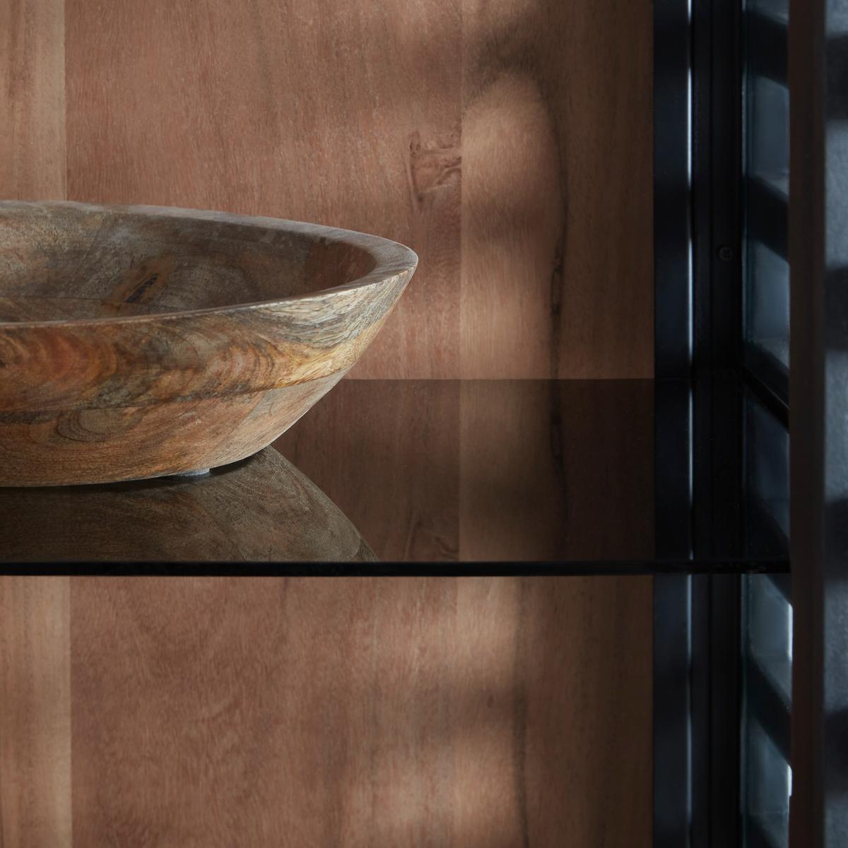 Glasvitrine Showcase in Schwarz aus Akazienholz - Schwarz, Modern, Glas/Holz (80/180/43cm) - Premium Living