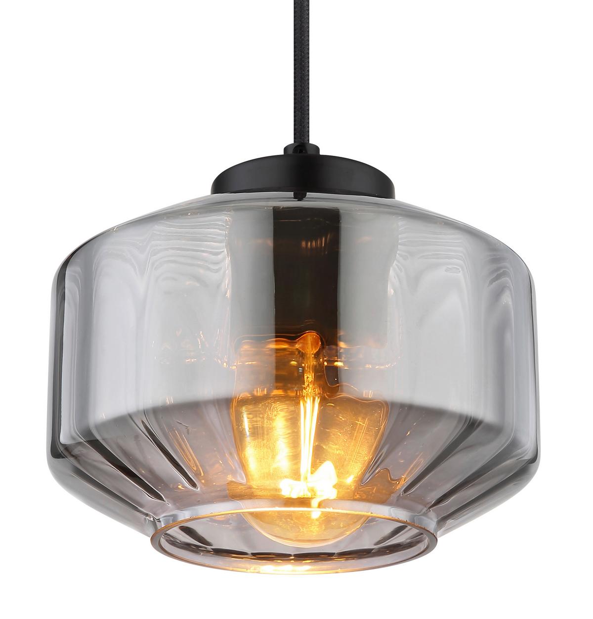 Hängeleuchte CHRISTIANA max. 40 Watt - Schwarz, Design, Glas/Metall (18/120cm) - Globo