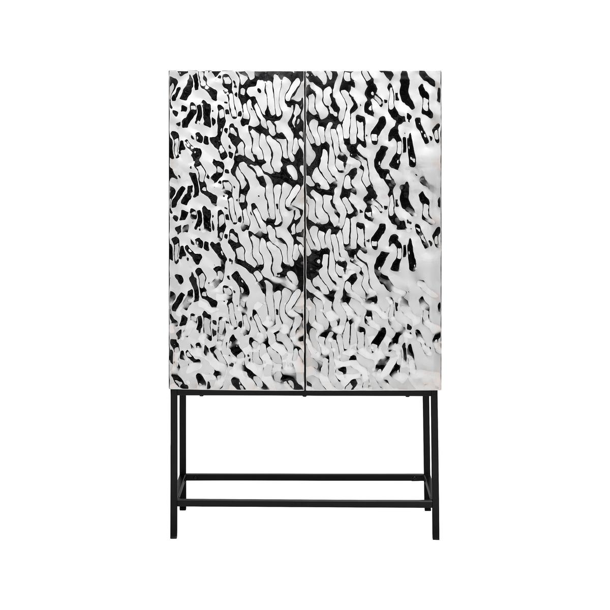 Highboard Marlene Schwarz/Edelstahlfarben - Edelstahlfarben/Schwarz, Design, Holzwerkstoff/Metall (80/140/40cm) - Mömax