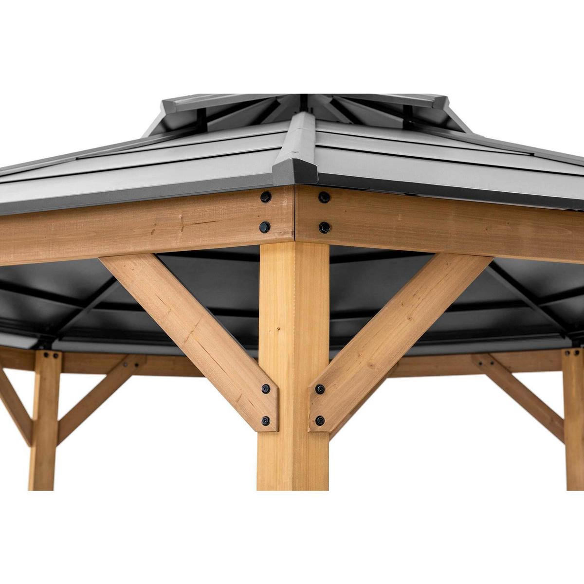 Pavillon Gazebo Eggi Anthrazit Echtholz - Anthrazit, Basics, Kunststoff/Metall (396/318/396cm)