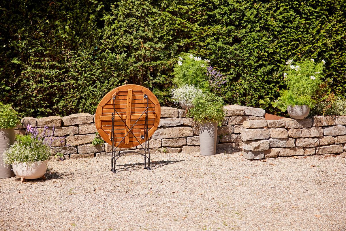 Siena Garden Gartentisch D: ca.85cm Robinie - Robinienfarben/Schwarz, KONVENTIONELL, Holz/Metall (85/85/78cm) - Siena Garden
