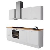 Küchenblock IBZ ohne Geräte ca. 230 cm Weiß - Edelstahlfarben/Eichefarben, Design, Holzwerkstoff/Metall (230cm) - Impuls
