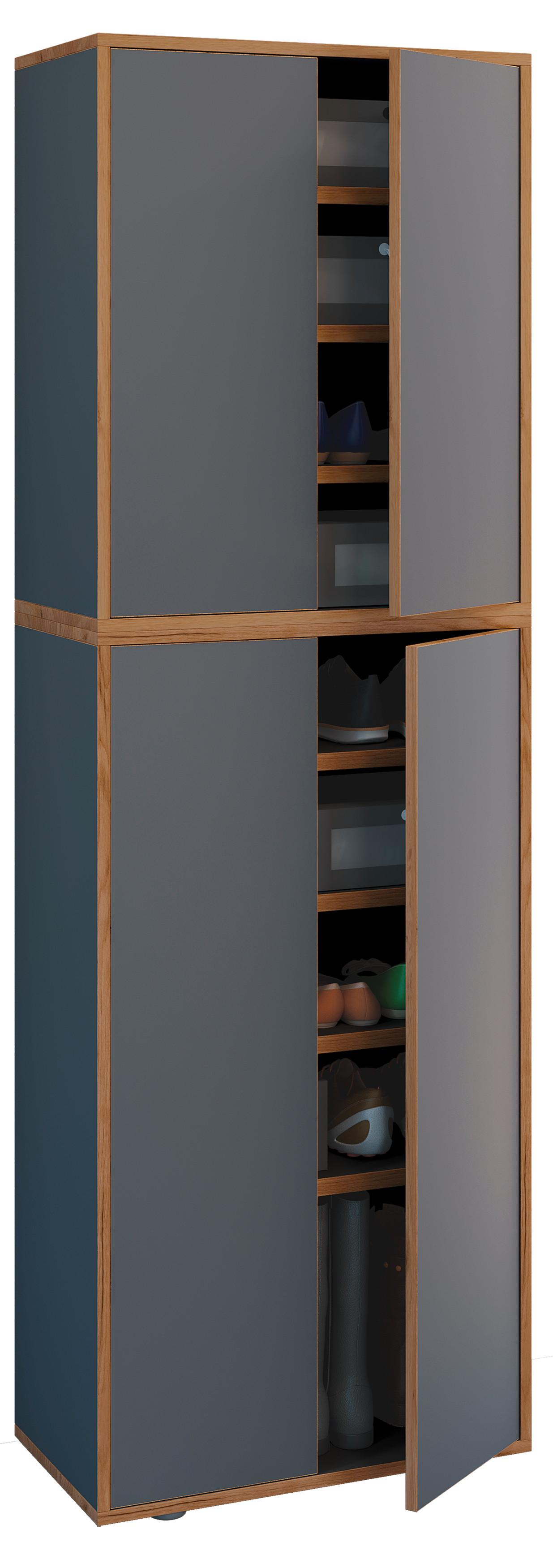 Omara Za Čevlje Salia, Antracit, Barva Hrasta - črna/medeni hrast, Design, umetna masa/leseni material (60/183/33cm) - MID.YOU