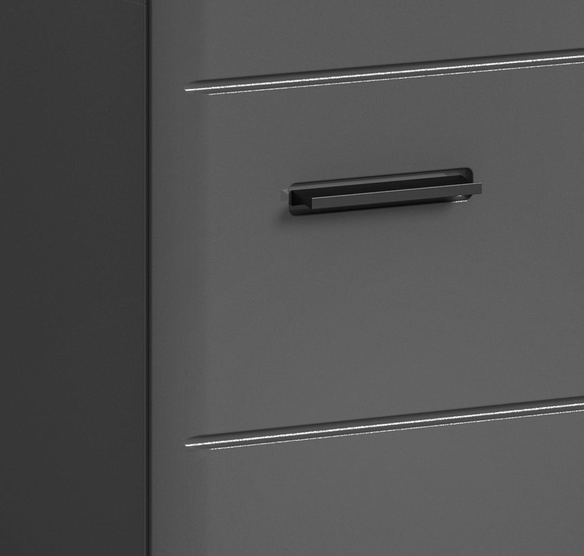 Waschbeckenunterschrank Soft ca. 60x56x34 cm Grau hochglanz - Grau Hochglanz/Schwarz, MODERN, Holzwerkstoff/Kunststoff (60/56/34cm) - MID.YOU