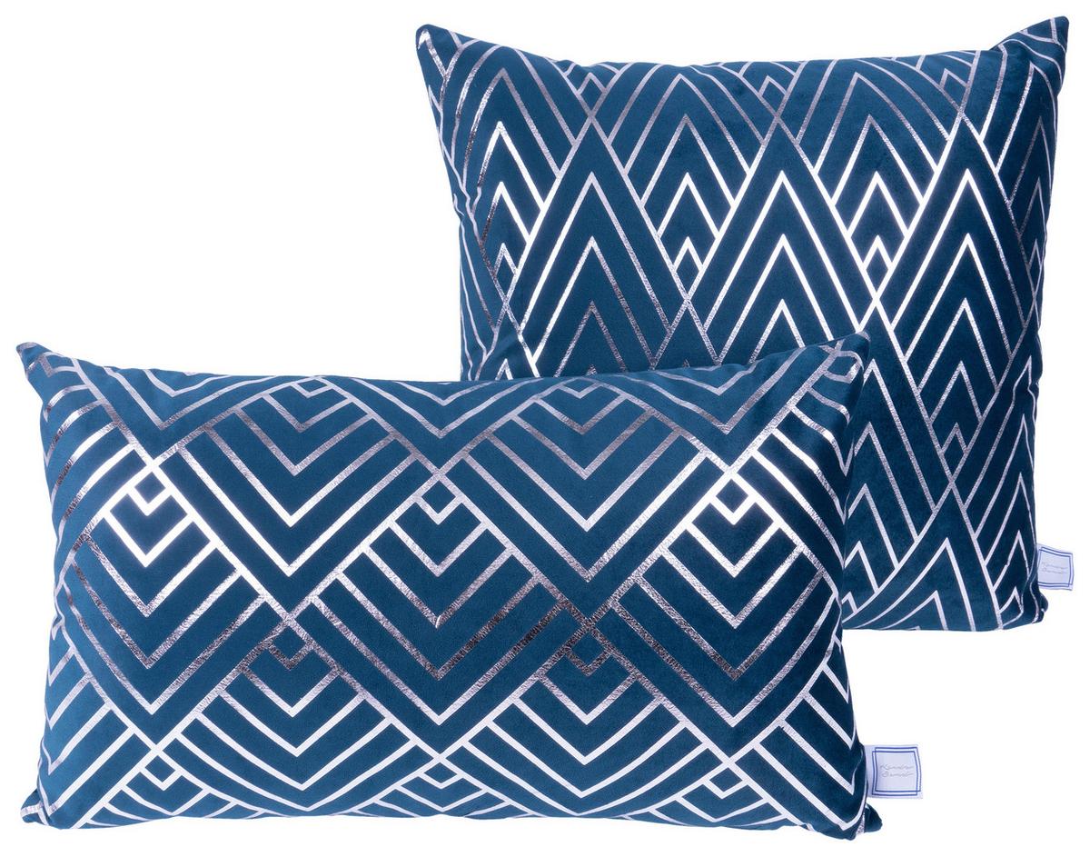 ZIERKISSENSET PRISMA 225 2ER-SET - Blau/Silberfarben, Konventionell (30x45/50x45cm)