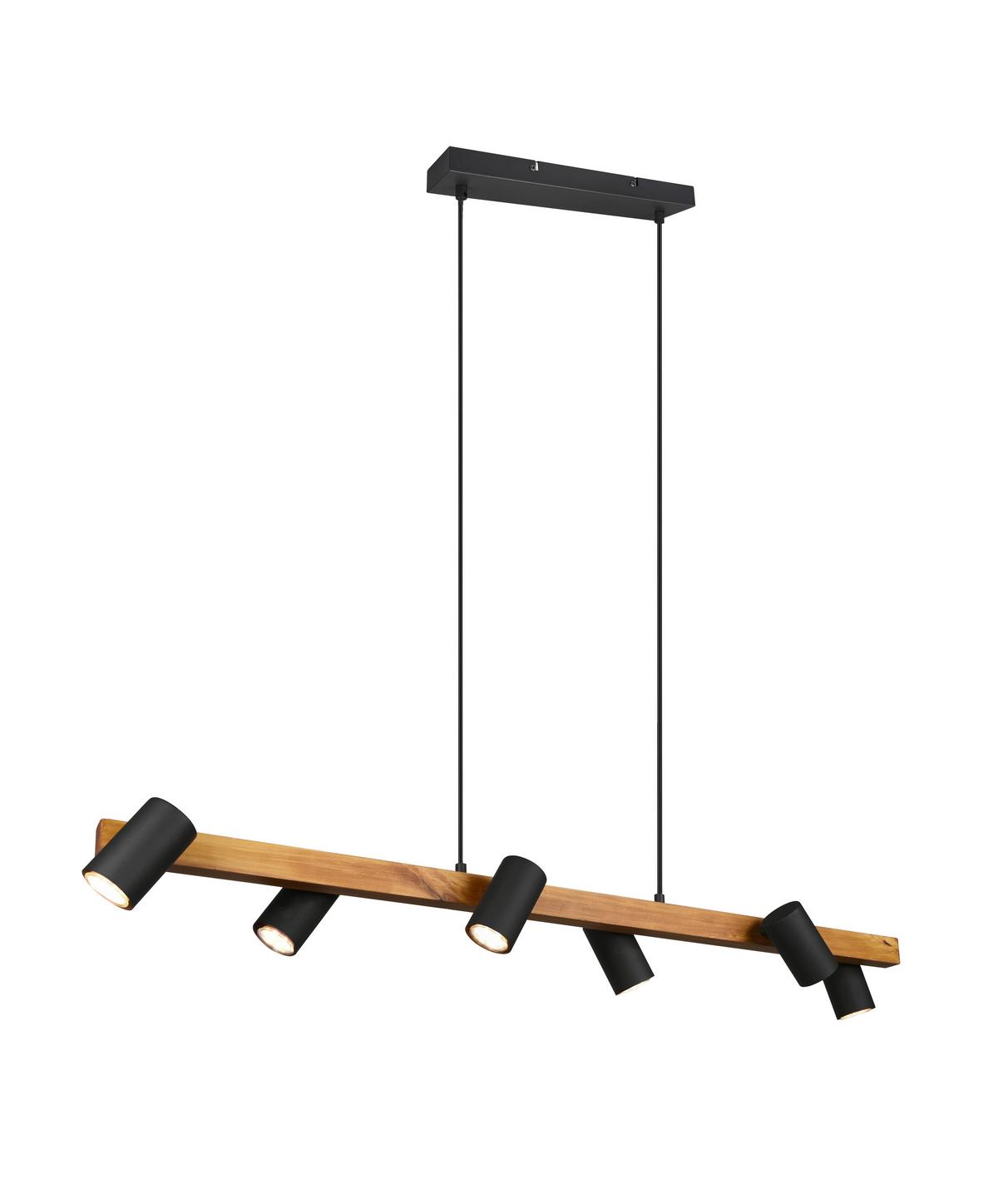Hängeleuchte Marley Schwarz max. 35 Watt - Schwarz, Basics, Holz/Metall (115/20/150cm) - Trio Leuchten