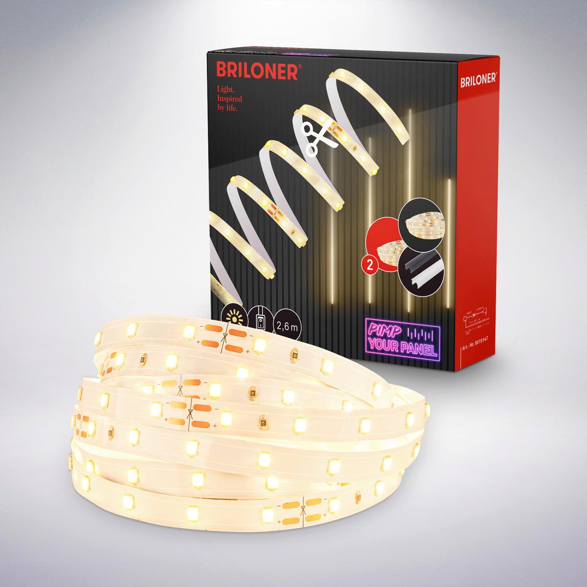 TAŚMA LED 8019147 PYP EXTENSION SET ON/O - biały, Basics, tworzywo sztuczne (260/260cm) - Briloner