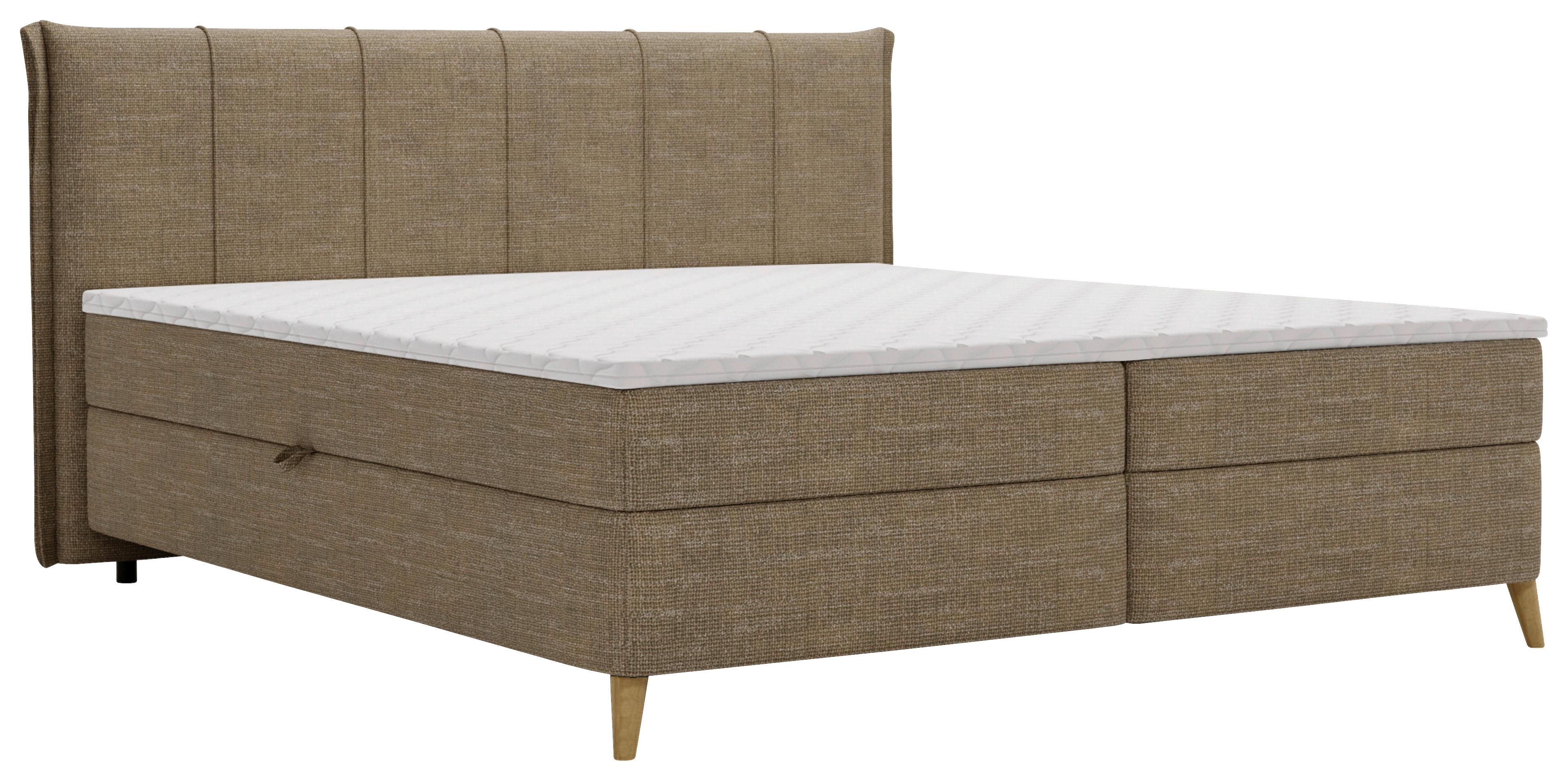 Boxbett Veloria Braun ca. 180x200cm - Beige/Schwarz, KONVENTIONELL, Textil/Metall (180/200cm) - Based
