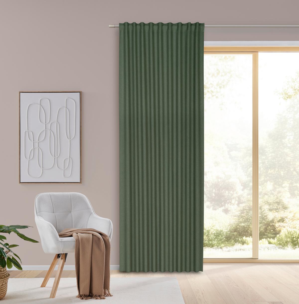 Fertigvorhang Ulrich In Dunkelgrün Ca. 135x300cm - Dunkelgrün, Modern, Textil (135/300cm) - Modern Living