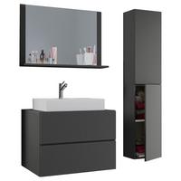 Badezimmer Lendas 4-tlg. ca. 114 cm Anthrazit - Anthrazit/Weiß, MODERN, Glas/Keramik (114cm) - MID.YOU