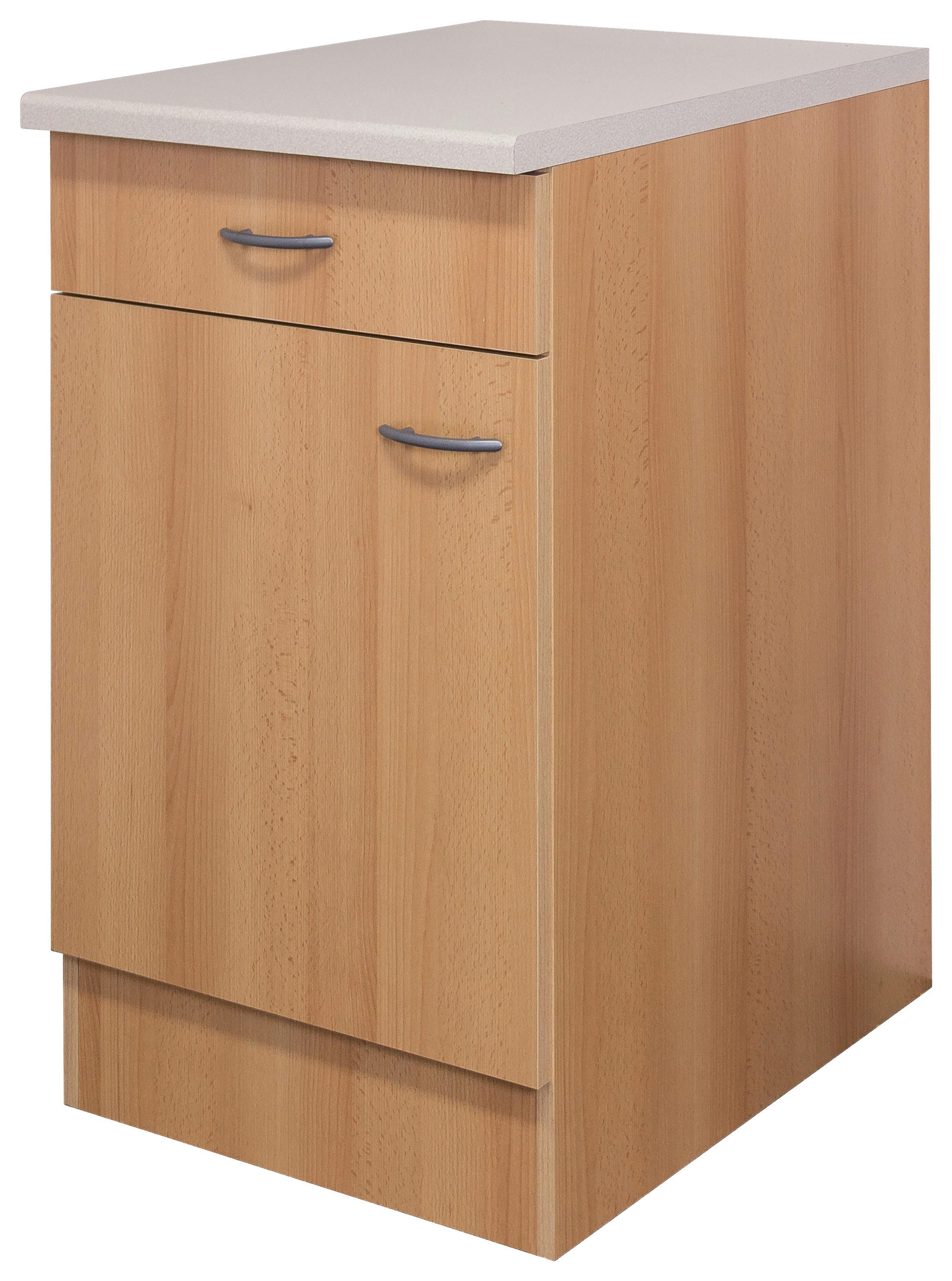 Kuhinjska Spodnja Omarica Nano, Barva Bukve - barve nerjavečega jekla/barve bukve, Moderno, umetna masa/leseni material (50/85/57cm) - FlexWell