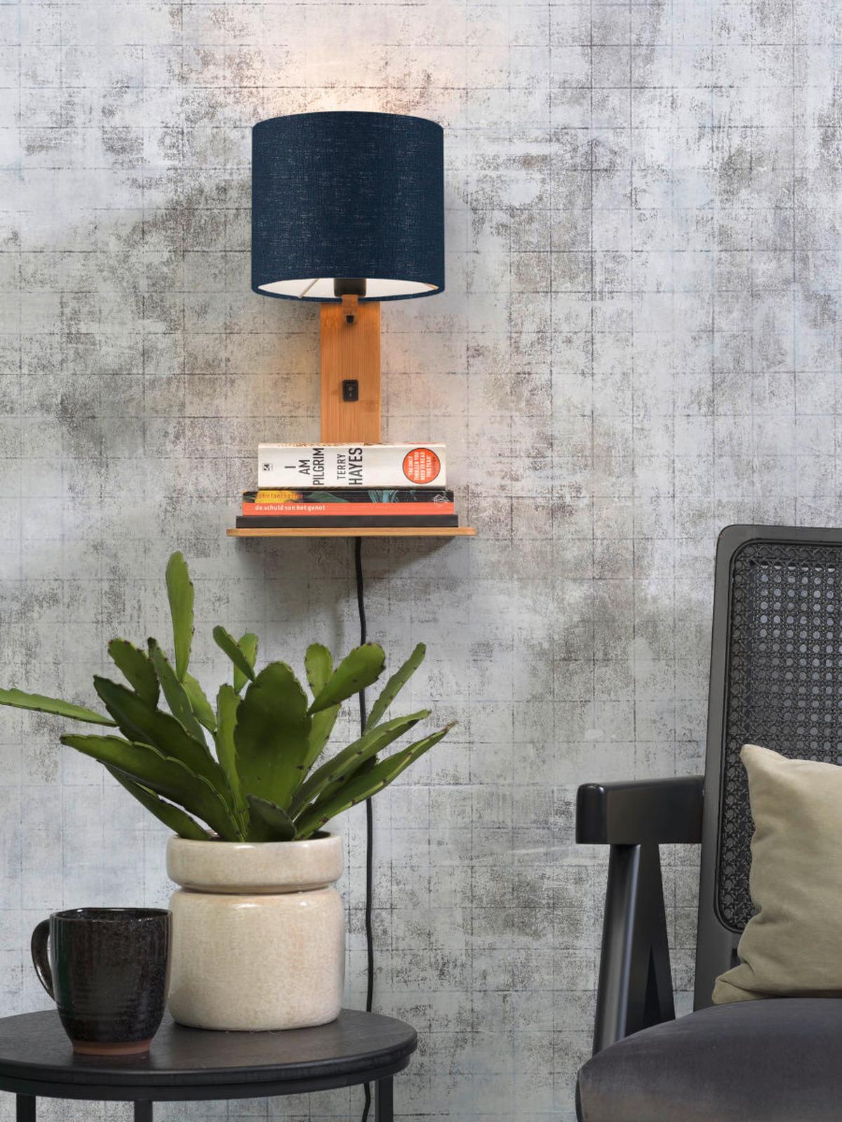 Stenska Svetilka Andes, Modra, Bambus - modra/naravne barve, Trend, tekstil/les (19/24/36cm) - Good & Mojo