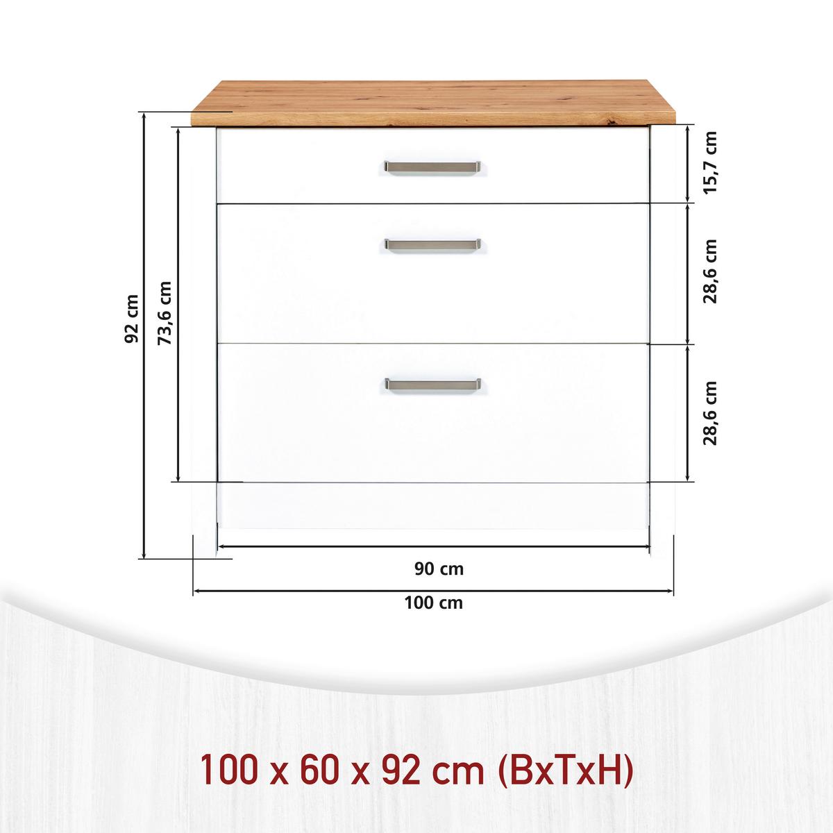 Konyhaszekrény Főzőlaphoz Sicilia - Artisan tölgy/ezüstszínű, Romantik / Landhaus, faalapú anyag/fém (100/92/60cm) - Mömax