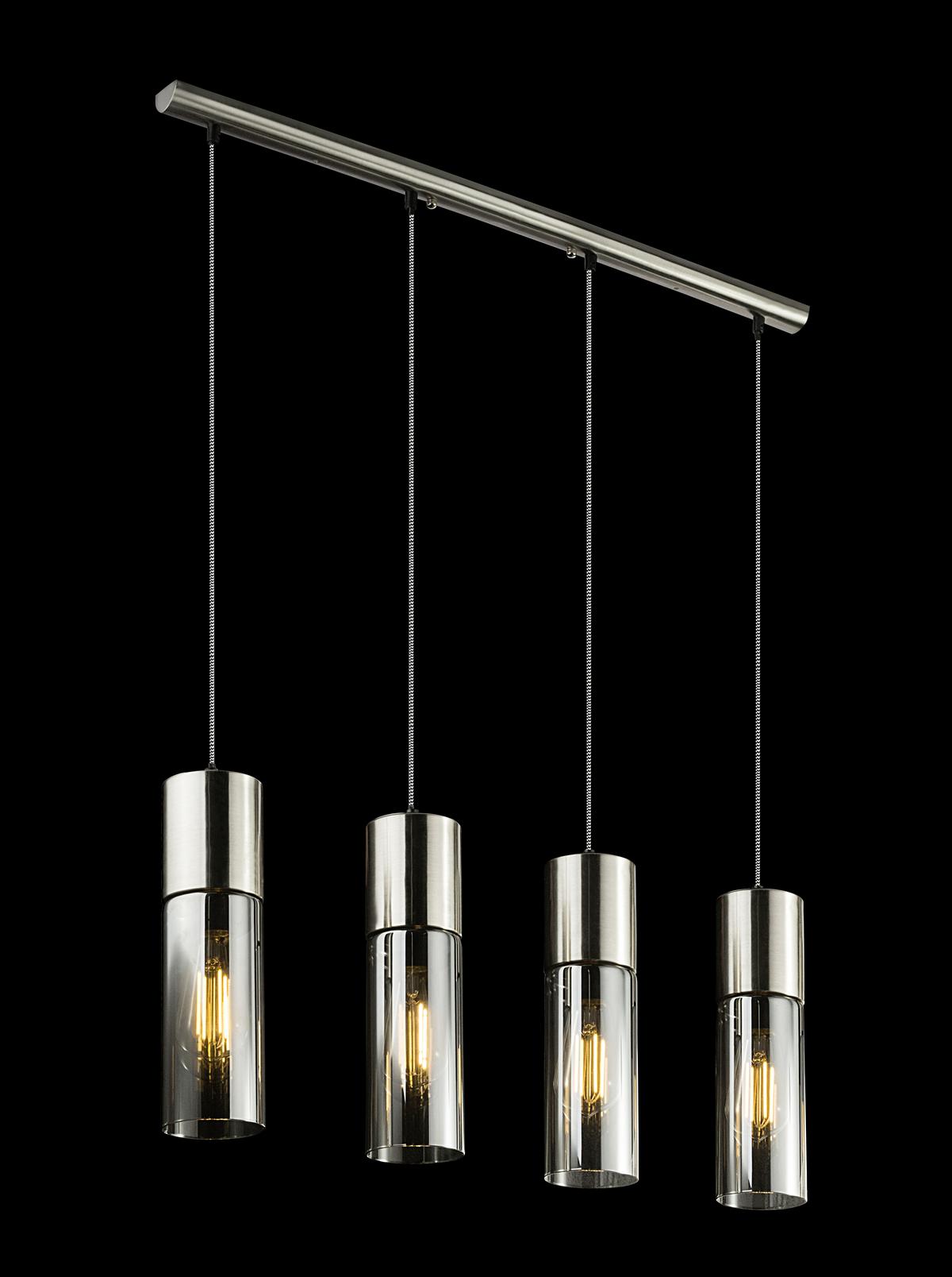 Hängeleuchte 21000-4HN in Nickelfarben max. 25 Watt - Nickelfarben, KONVENTIONELL, Glas/Metall (80/9/156cm) - Globo