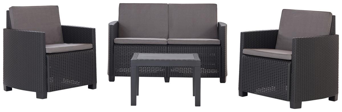 Garnitură grădină Arena - antracit/gri, Modern, plastic (53/53/40cm)