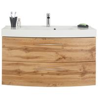 Bază cu lavoar Florida - alb/culoare lemn stejar, Modern, materiale naturale/material pe bază de lemn (100/54/47cm) - Premium Living