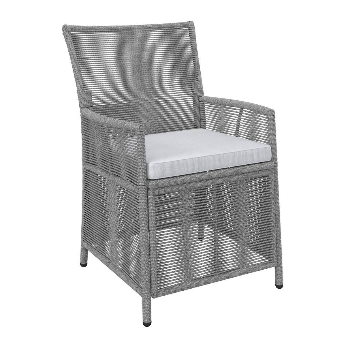 Gartengarnitur Simone Hellgrau Holz/Kunststoff/Outdoorstoff - Hellgrau/Akaziefarben, MODERN, Holz/Kunststoff - Bessagi Garden