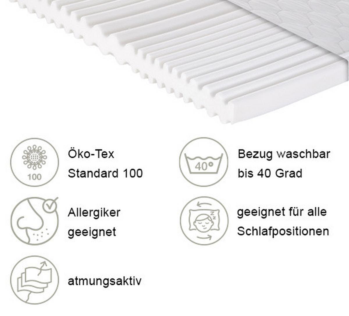 Kaltschaummatratze Caravan H2 ca. 90x190 cm - Weiß, Basics, Kunststoff/Textil (90/190cm) - P & B
