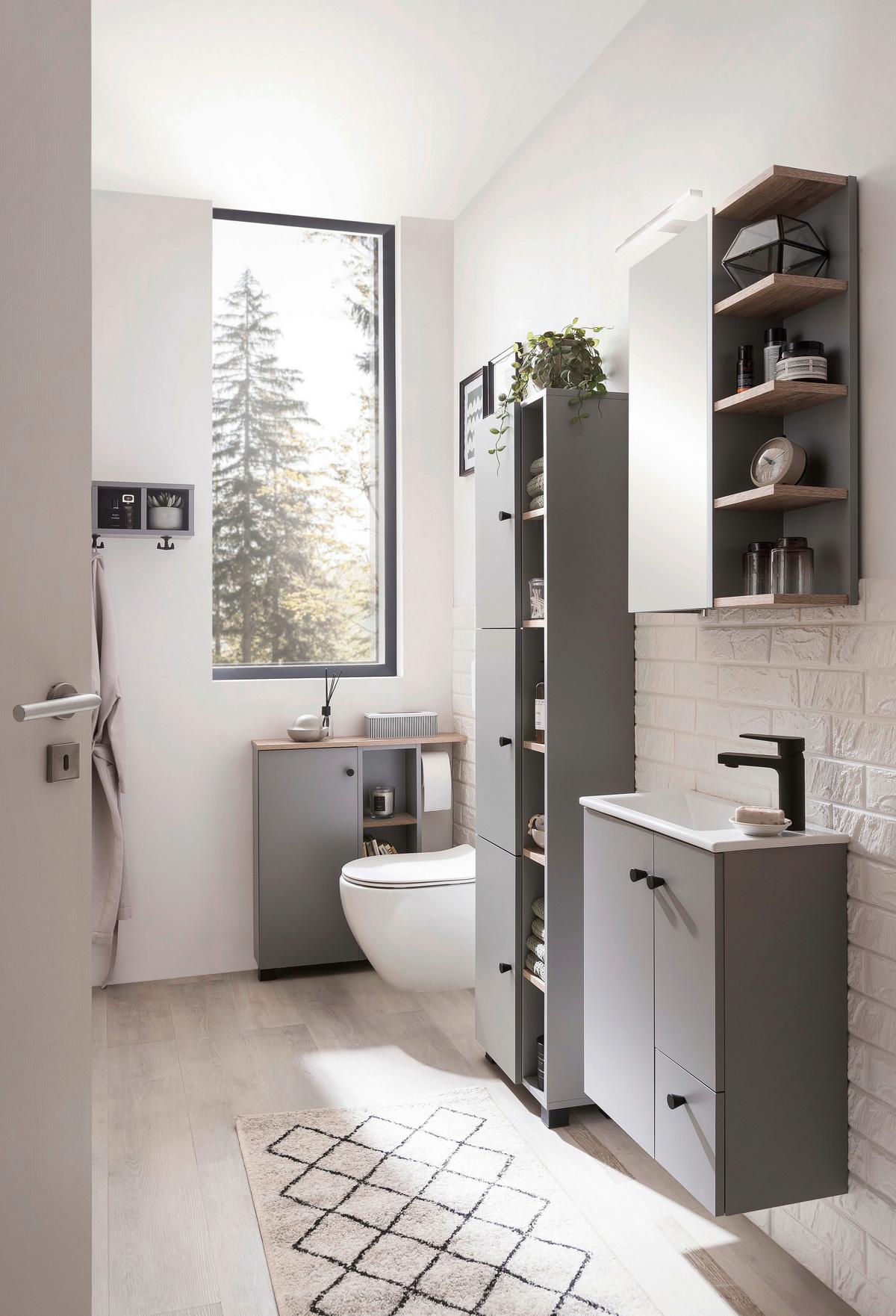 Wandregal Balto Grau - Grau, MODERN, Holzwerkstoff (60/200/17,6cm) - MID.YOU