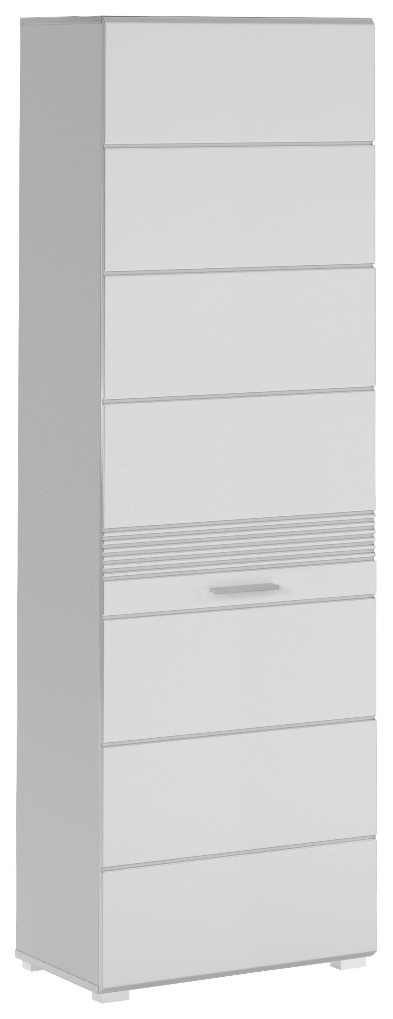 Garderobna Omara Linus, Bela Barva, Sijaj - srebrne barve/bela, Design, umetna masa/leseni material (55/190/37cm) - Carryhome