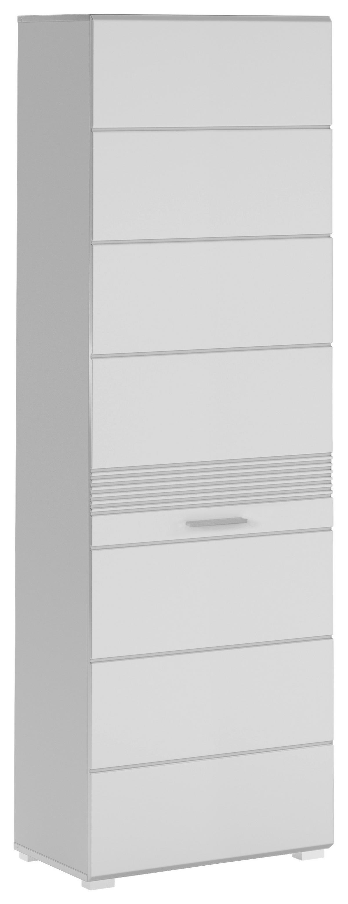 Garderobna Omara Linus, Bela Barva, Sijaj - srebrne barve/bela, Design, umetna masa/leseni material (55/190/37cm) - Carryhome