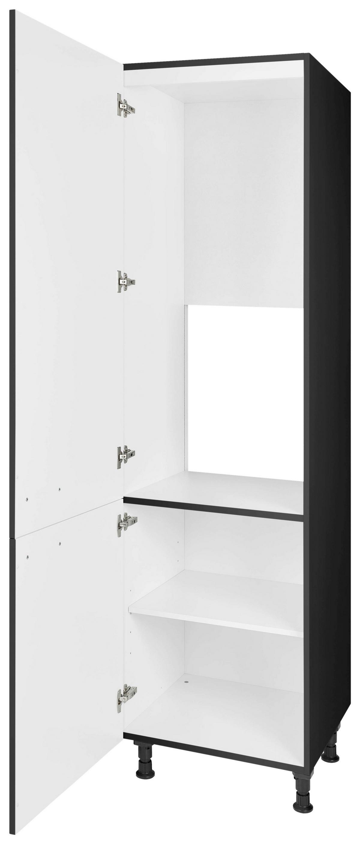 Geräteumbauschrank Touch Schwarz - Edelstahlfarben/Schwarz, MODERN, Holzwerkstoff/Metall (60/216,6/58cm) - Nobilia