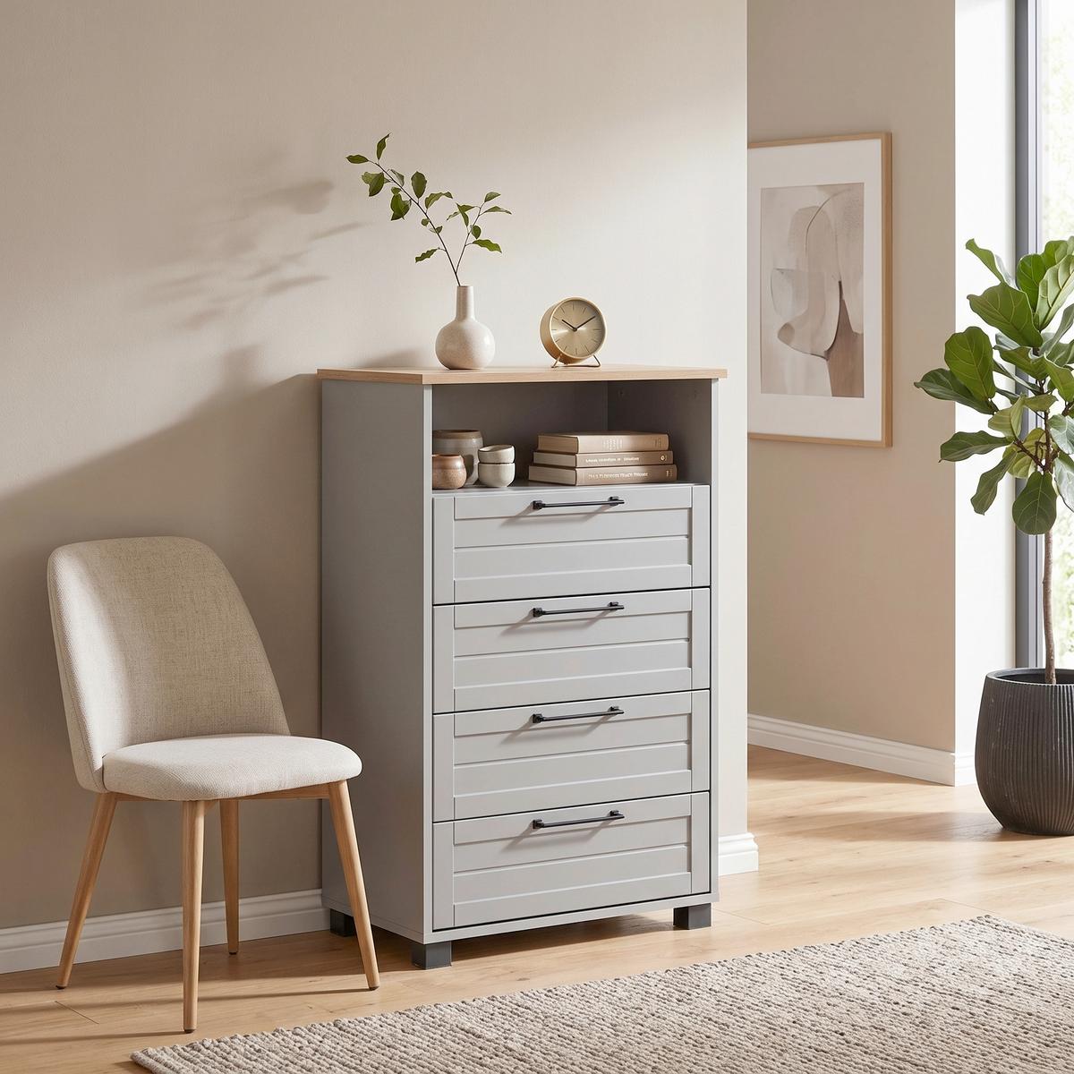Highboard Jelda ca. 62,4x102x34,1cm Platinfarben - Platinfarben/Schwarz, Holzwerkstoff/Kunststoff (62,4/102/34,1cm) - MID.YOU