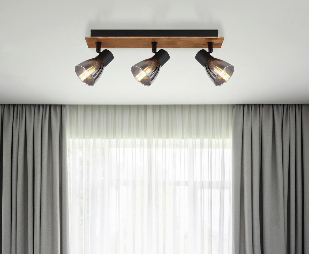 Reflektor Claude - črna/temno rjava, Design, kovina/steklo (40/7/15,5cm) - Globo