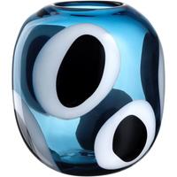 Vase Blau/Schwarz/Weiß - Blau/Schwarz, Basics, Glas (20,00/21,00/14,50cm) - Leonardo