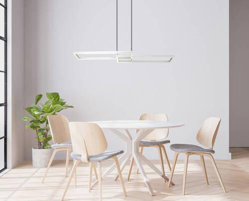 Hängeleuchte Salmos Opal/Silberfarben max. 40 Watt - Silberfarben/Opal, Trend, Kunststoff/Metall (119,5/25,5/120cm) - Globo
