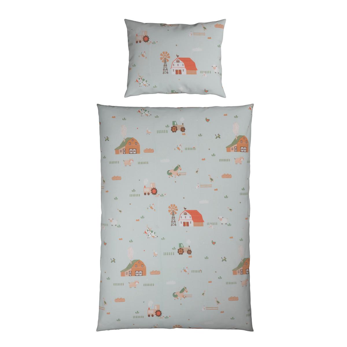 POŚCIEL NIEMOWLĘCA BAUERNHOF - zielony, Basics, tkanina (100/135cm) - Avelia