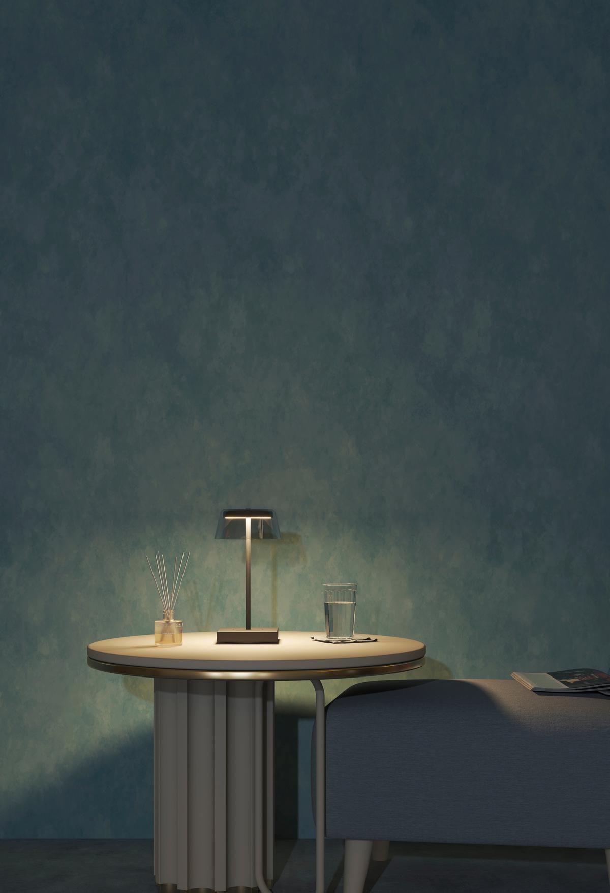 LAMPA STOŁOWA Z AKUMULATOREM CLEAR - ciemnoszary, Design, metal/szkło (13,7/27cm) - Dieter Knoll