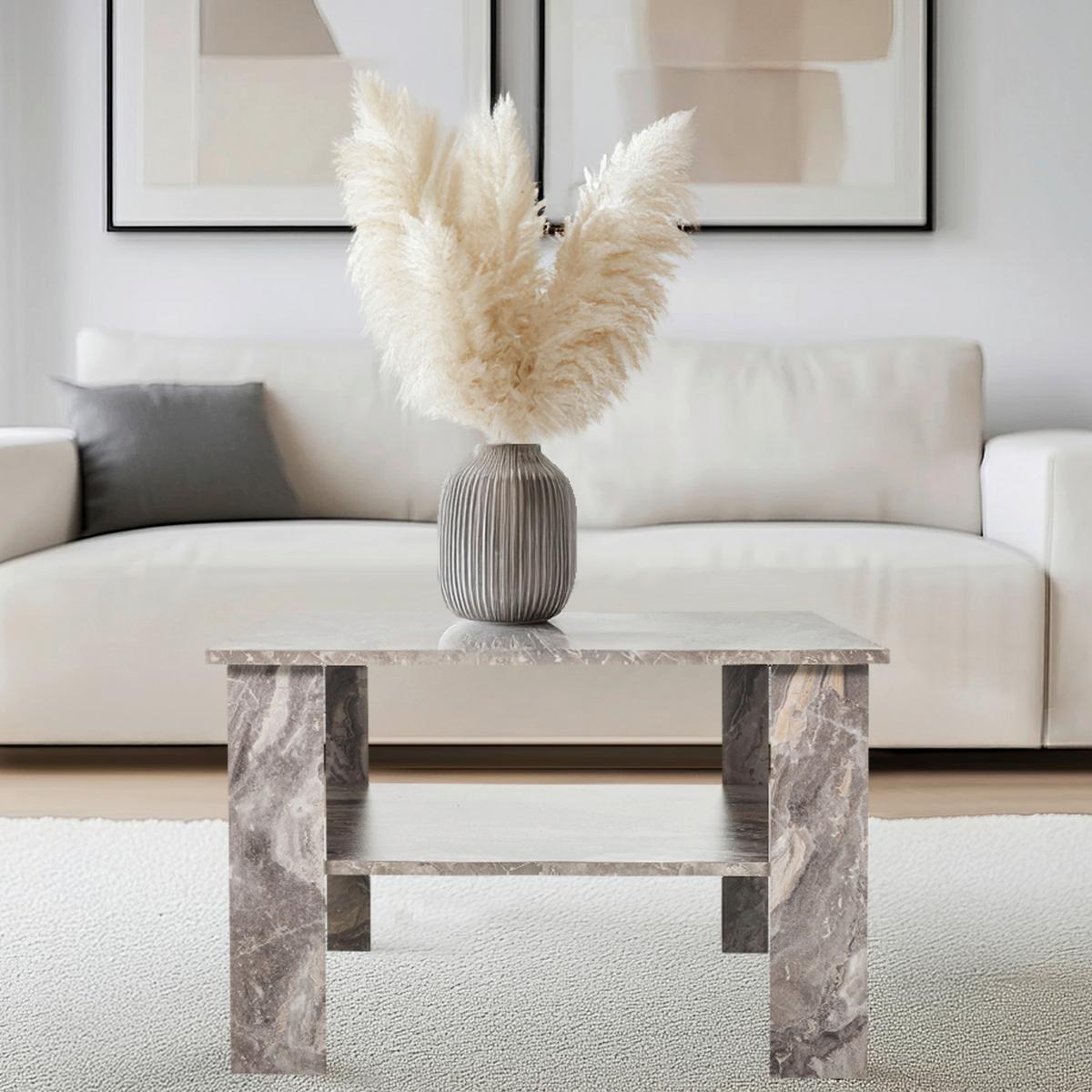 Klubska Miza Bismo, Siva - siva, Moderno, leseni material (70/70/45cm) - MID.YOU