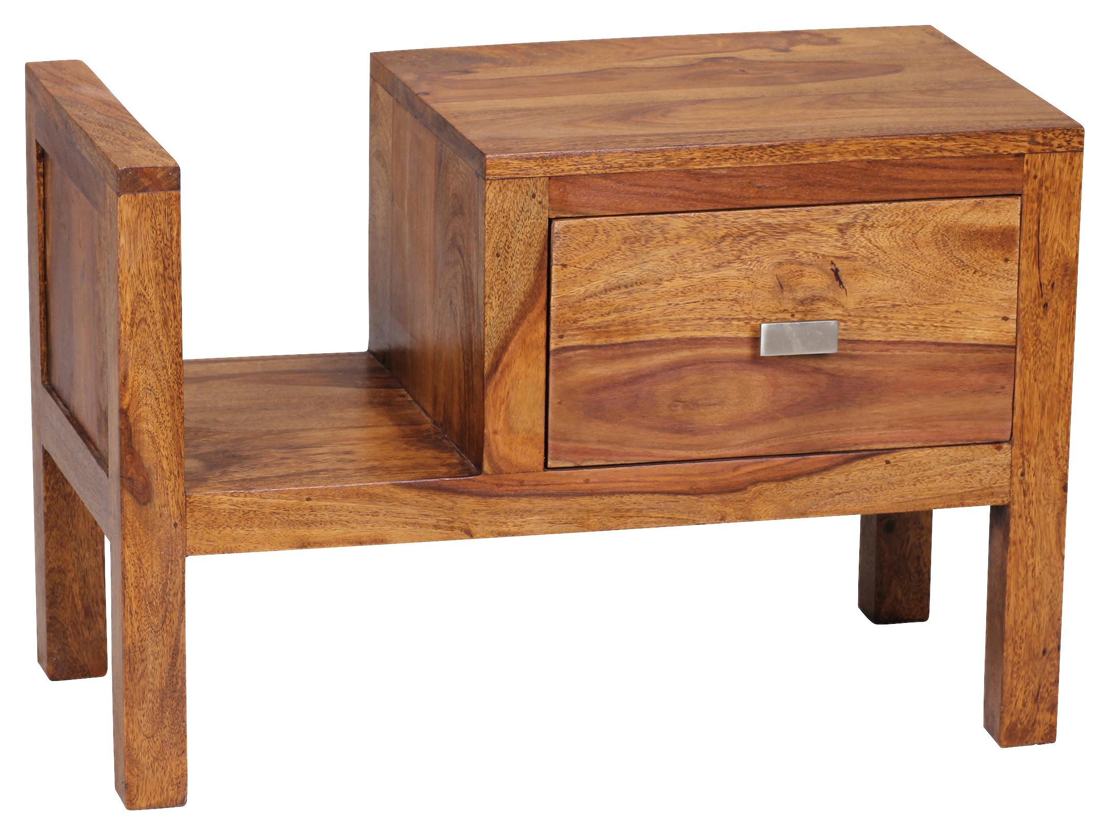 Nočna Omarica Mumbai - barve kroma/barve indijskega rožnega lesa, Konvencionalno, kovina/les (60/40/30cm) - MID.YOU