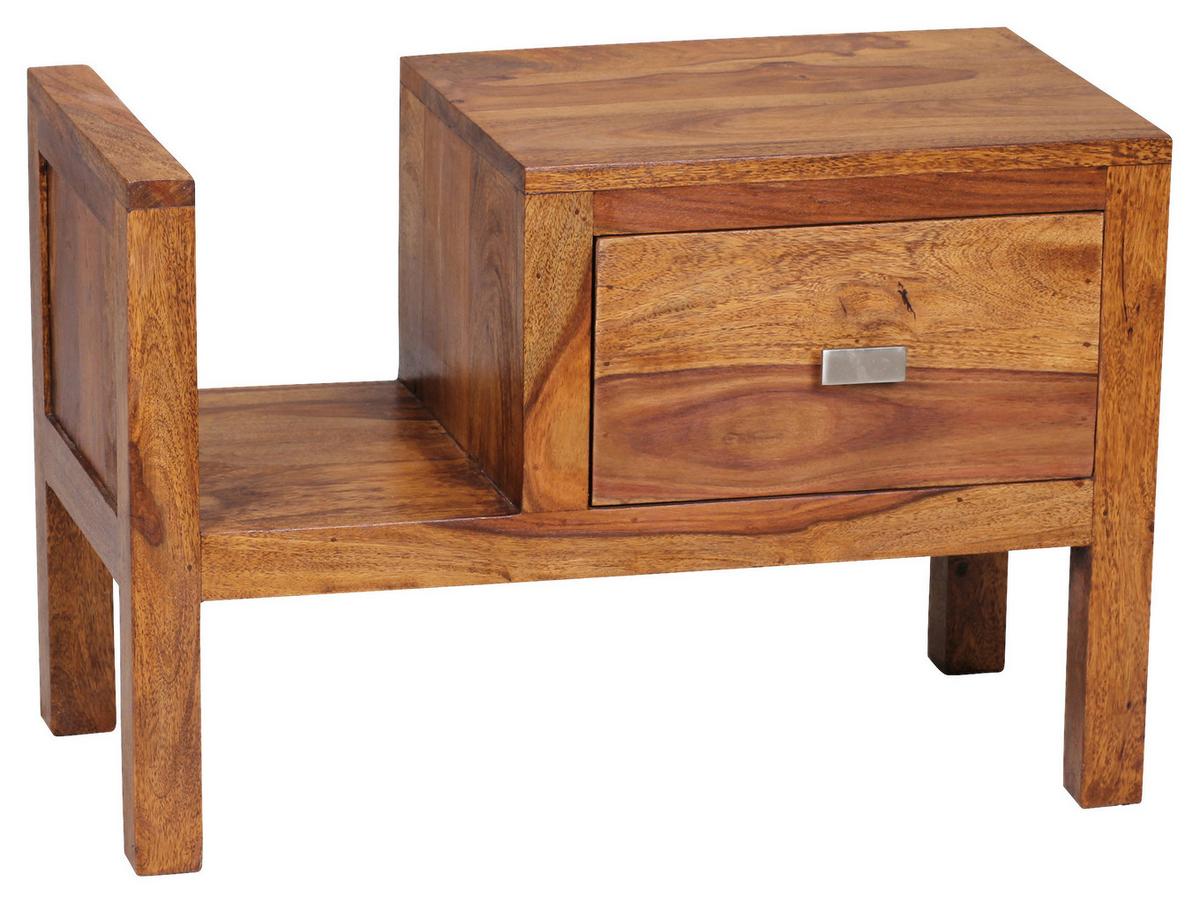 Nočna Omarica Mumbai - barve kroma/barve indijskega rožnega lesa, Konvencionalno, kovina/les (60/40/30cm) - MID.YOU