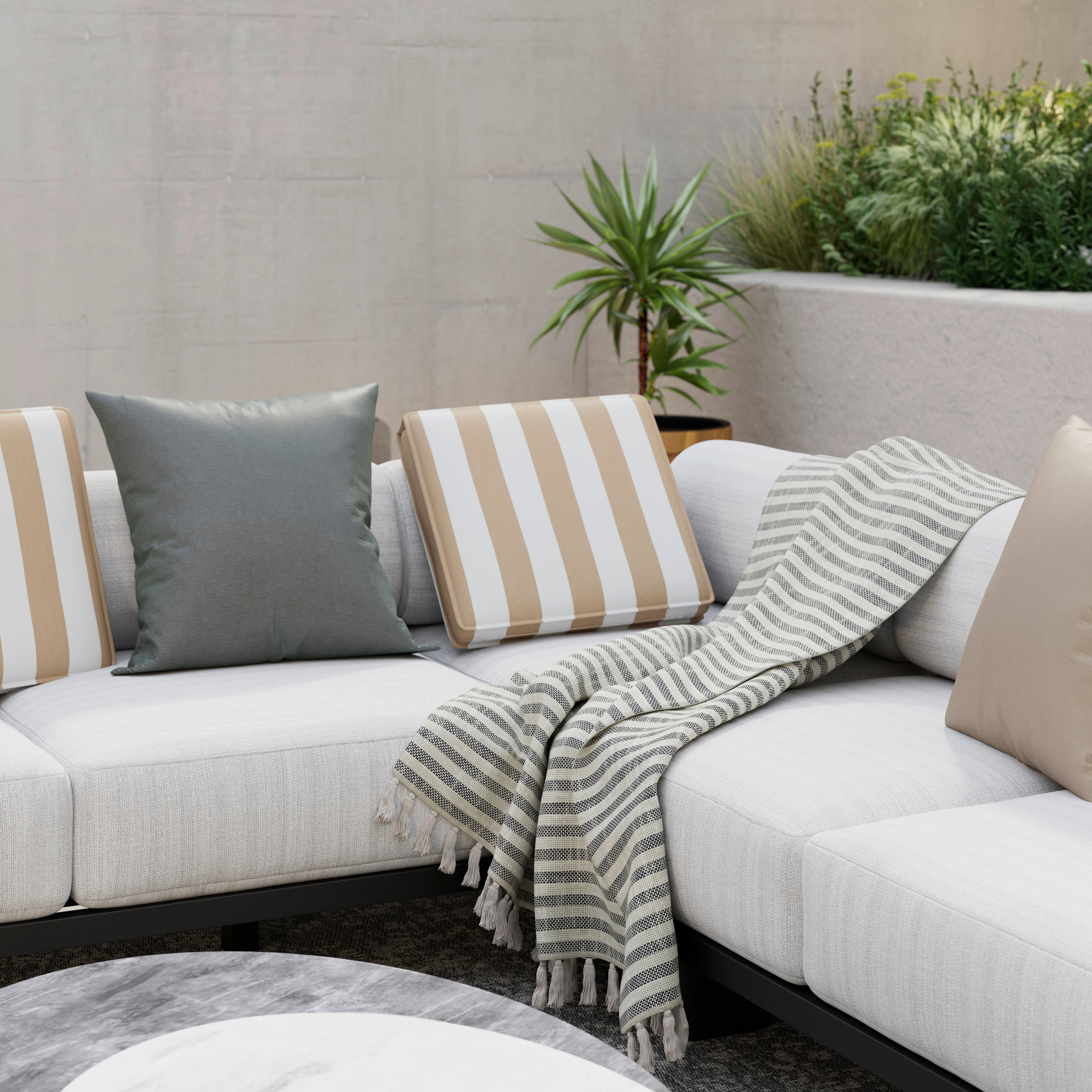 Outdoorsitzkissen Magda Creme/Weiß ca. 40x40 cm - Creme, MODERN, Textil (40/5/40cm) - Bessagi Garden