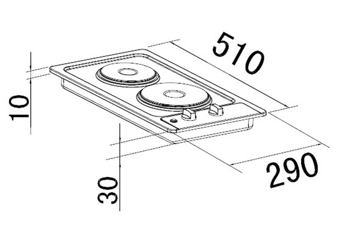 PŁYTA DWUPALNIKOWA EB-DKF-2 - kolor stalowy, Basics, metal (29/4/51cm) - PKM
