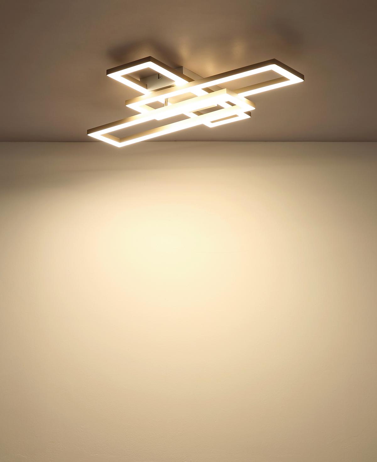 Led Stropna Svjetiljka Wilton - bijela/boje pijeska, Design, plastika (55/40/7,5cm) - Globo