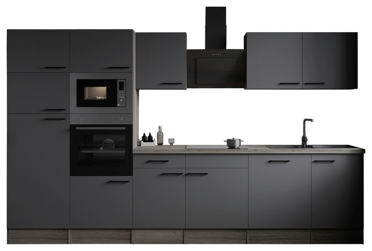 Kuhinjski Blok Z Aparati Oliver, 340cm - črna/siva, Design, kovina/leseni material (340cm) - Respekta