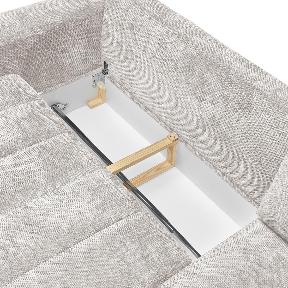 Wohnlandschaft Bolonia Beige - Schwarz Hochglanz/Beige, MODERN, Textil/Metall (273/93/166cm) - Mömax