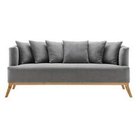 Bigsofa Mina Grau Velours - Grau, MODERN, Holz/Textil (190/78/81cm) - Bessagi Home